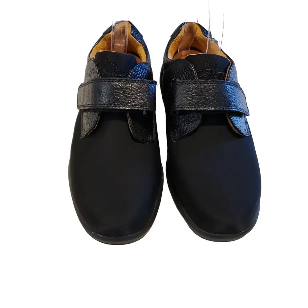 Dr Comfort Mens Brian Black Leather Slip On Adjustable Shoes US 7 W